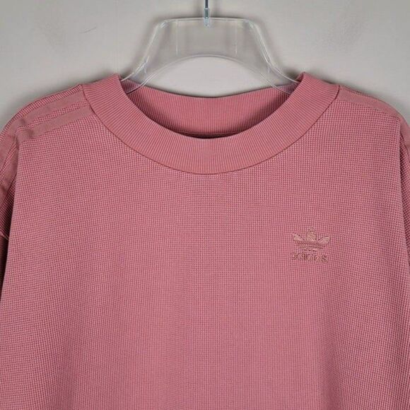 Adidas Originals Size M Thermal Sweatshirt With Pockets In Raw Peach Pink - Picture 5 of 12